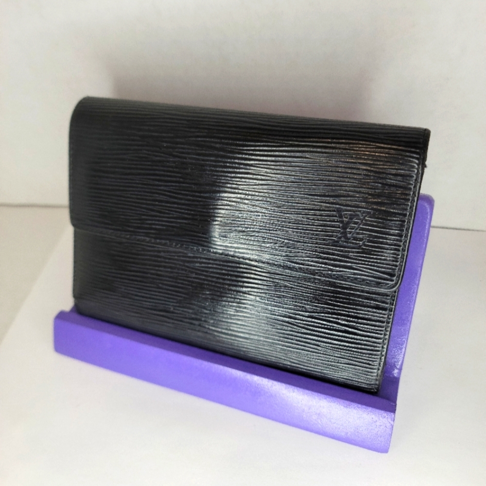 Louis Vuitton Porte Tresor Black Epi Trifold Compact Wallet